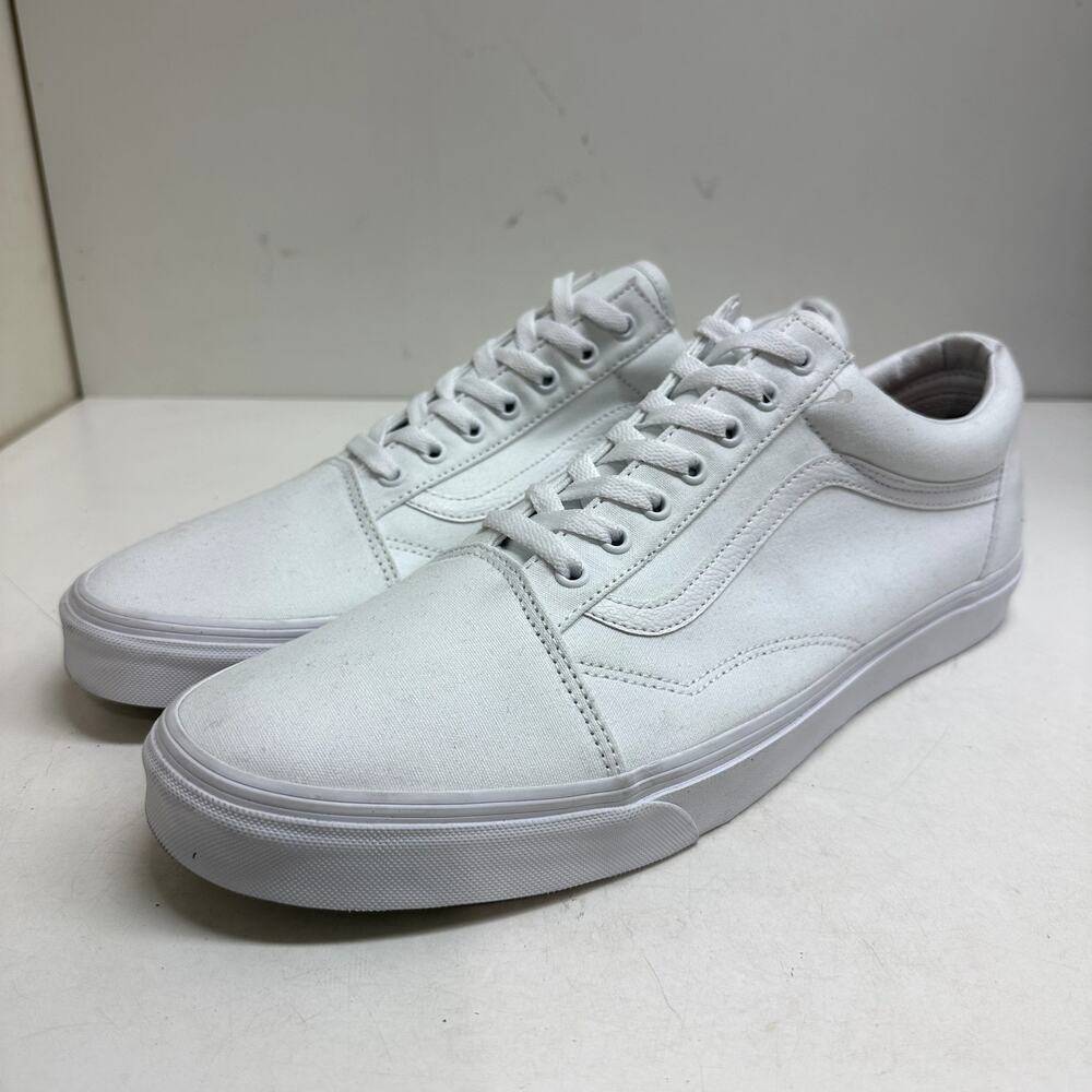 NWOT VANS Canvas Old Skool True Triple White Skate Shoes Men's 15